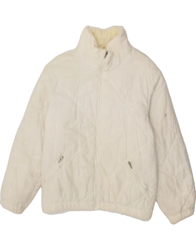 VINTAGE Mens Hooded Padded Jacket IT 46 Small Off White