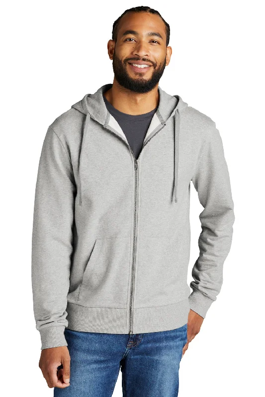 Allmade Mens Organic French Terry Full Zip Hooded Sweatshirt Hoodie w/ Pockets - Heather Granite Grey