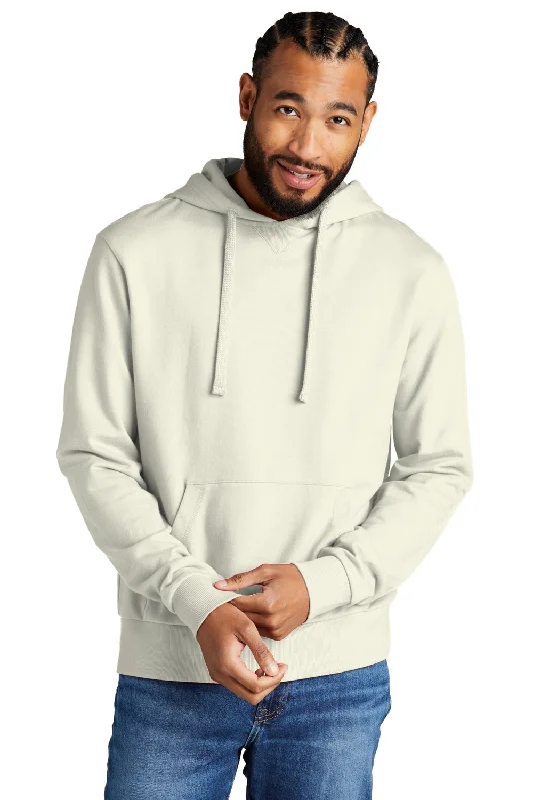 Allmade Mens Organic French Terry Hooded Sweatshirt Hoodie w/ Pouch Pocket - White Sand