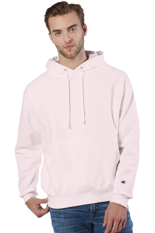 Champion Mens Shrink Resistant Hooded Sweatshirt Hoodie w/ Pouch Pocket - Body Blush Pink