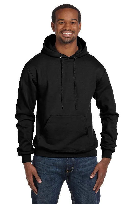 Champion Mens Double Dry Eco Moisture Wicking Fleece Hooded Sweatshirt Hoodie w/ Pouch Pocket - Black