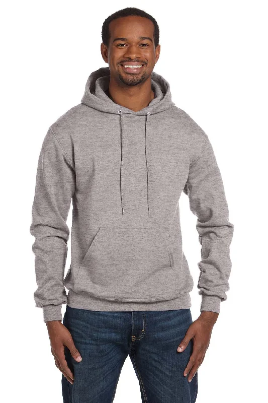 Champion Mens Double Dry Eco Moisture Wicking Fleece Hooded Sweatshirt Hoodie w/ Pouch Pocket - Light Steel Grey