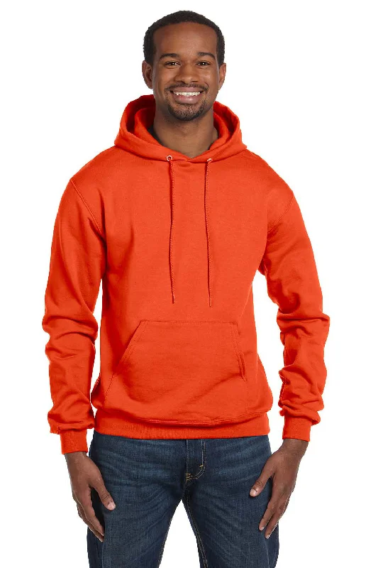 Champion Mens Double Dry Eco Moisture Wicking Fleece Hooded Sweatshirt Hoodie w/ Pouch Pocket - Orange