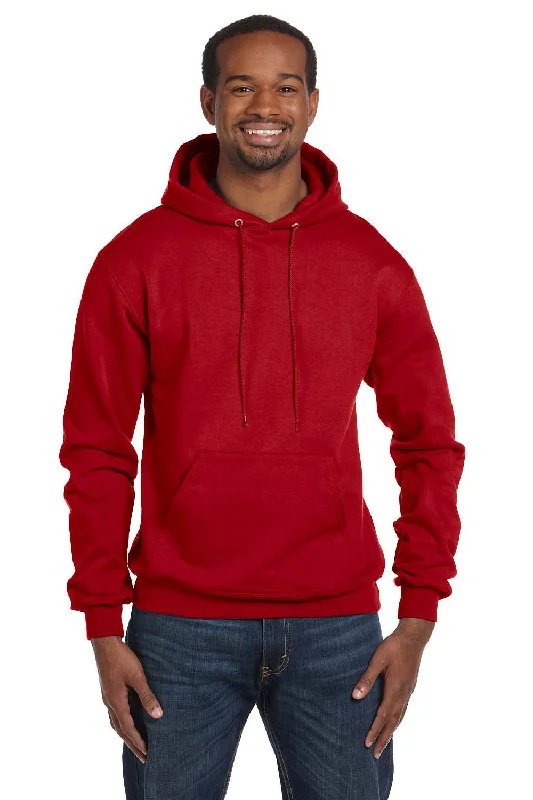 Champion Mens Double Dry Eco Moisture Wicking Fleece Hooded Sweatshirt Hoodie w/ Pouch Pocket - Scarlet Red