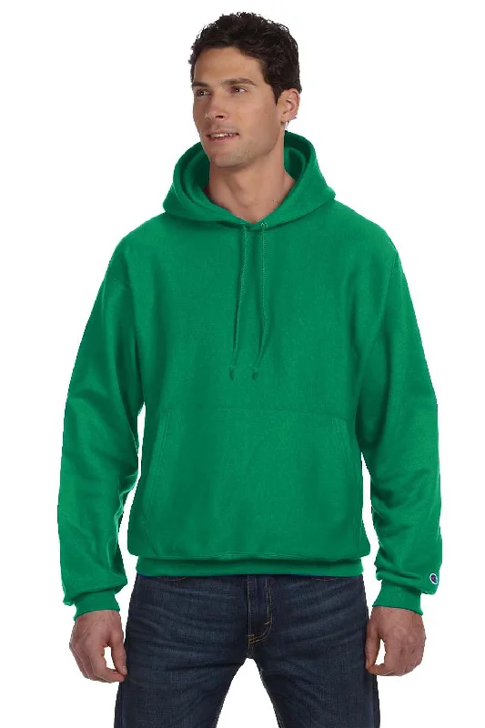 Champion Mens Shrink Resistant Hooded Sweatshirt Hoodie w/ Pouch Pocket - Kelly Green