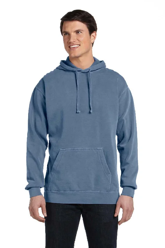 Comfort Colors Mens Hooded Sweatshirt Hoodie w/ Pouch Pocket - Blue Jean