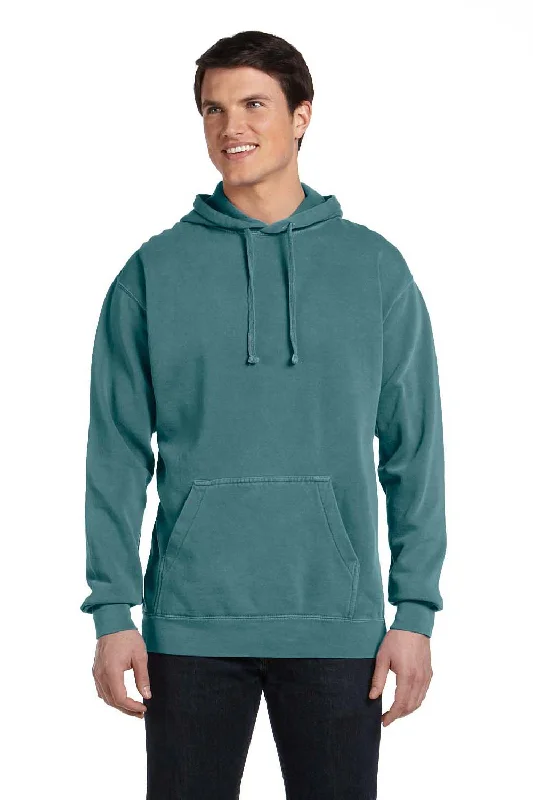 Comfort Colors Mens Hooded Sweatshirt Hoodie w/ Pouch Pocket - Blue Spruce