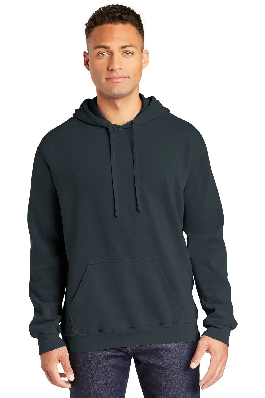 Comfort Colors Mens Hooded Sweatshirt Hoodie w/ Pouch Pocket - Denim Blue