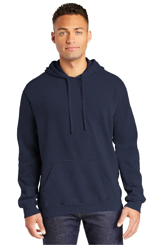 Comfort Colors Mens Hooded Sweatshirt Hoodie w/ Pouch Pocket - True Navy Blue