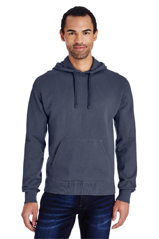 ComfortWash By Hanes Mens Hooded Sweatshirt Hoodie w/ Pouch Pocket - Anchor Slate Blue