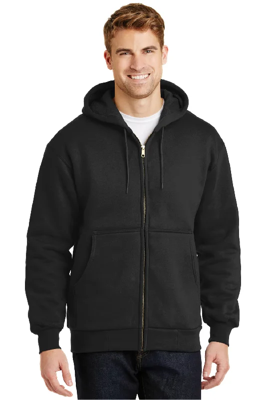 CornerStone Mens Full Zip Hooded Sweatshirt Hoodie w/ Pockets - Black