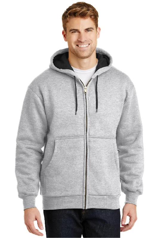 CornerStone Mens Full Zip Hooded Sweatshirt Hoodie w/ Pockets - Heather Grey