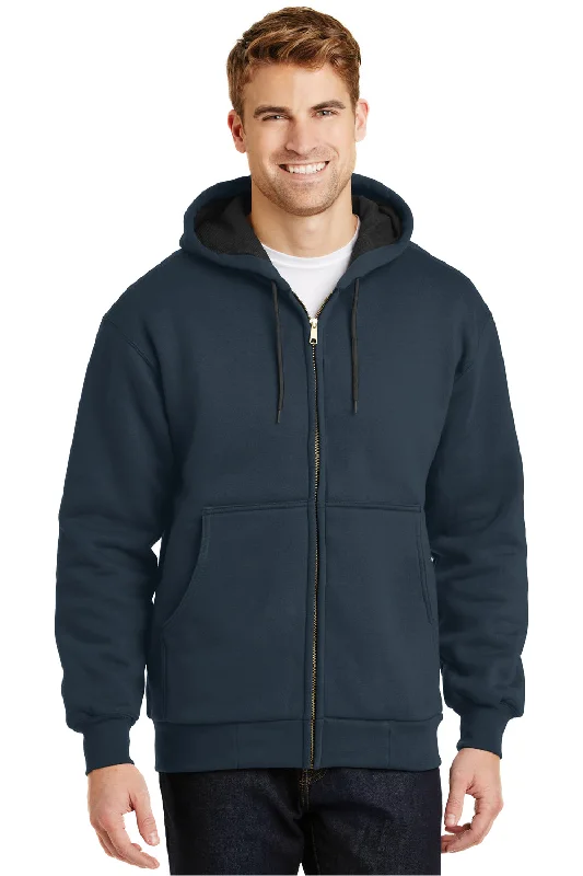 CornerStone Mens Full Zip Hooded Sweatshirt Hoodie w/ Pockets - Navy Blue