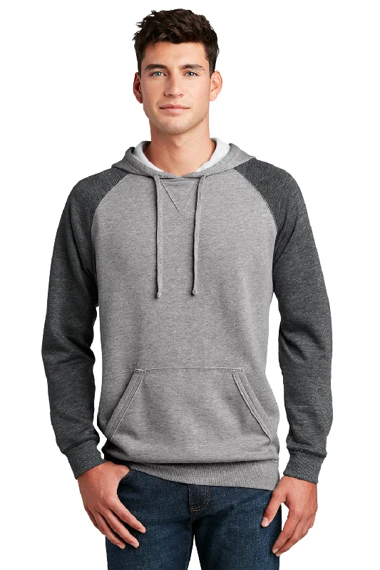 District Mens Fleece Hooded Sweatshirt Hoodie w/ Pouch Pocket - Heather Grey/Grey