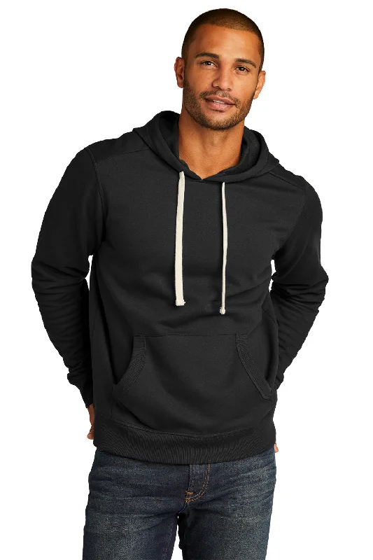 District Mens Re-Fleece Hooded Sweatshirt Hoodie w/ Pouch Pocket - Black