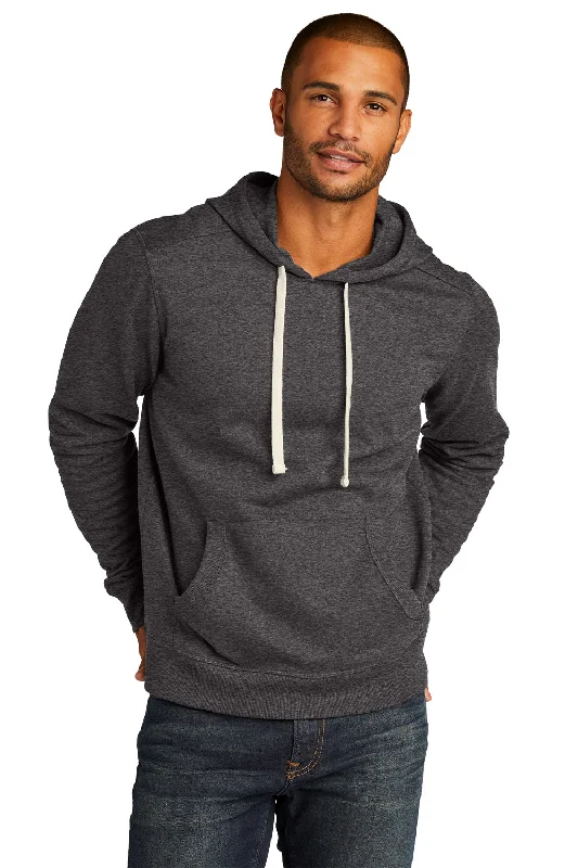 District Mens Re-Fleece Hooded Sweatshirt Hoodie w/ Pouch Pocket - Heather Charcoal Grey