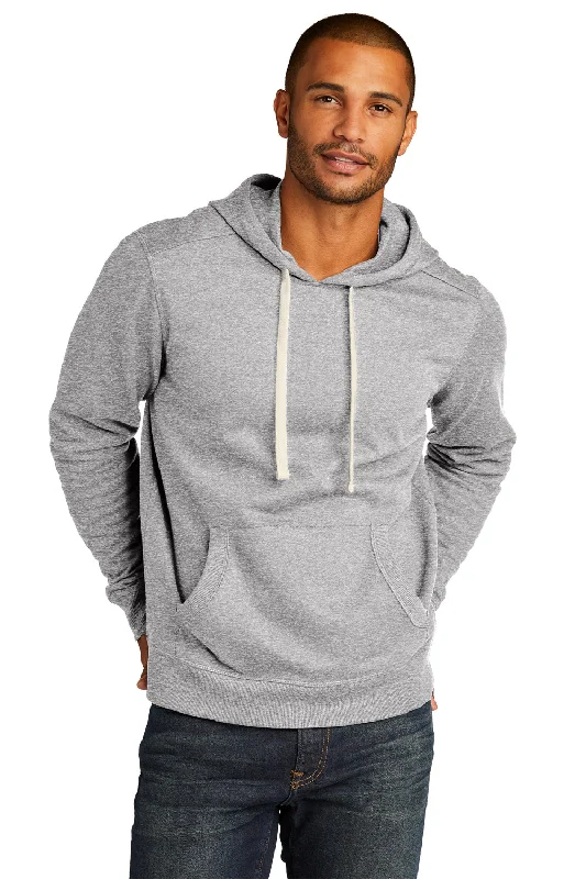 District Mens Re-Fleece Hooded Sweatshirt Hoodie w/ Pouch Pocket - Heather Light Grey