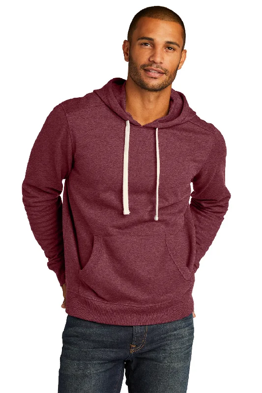 District Mens Re-Fleece Hooded Sweatshirt Hoodie w/ Pouch Pocket - Heather Maroon