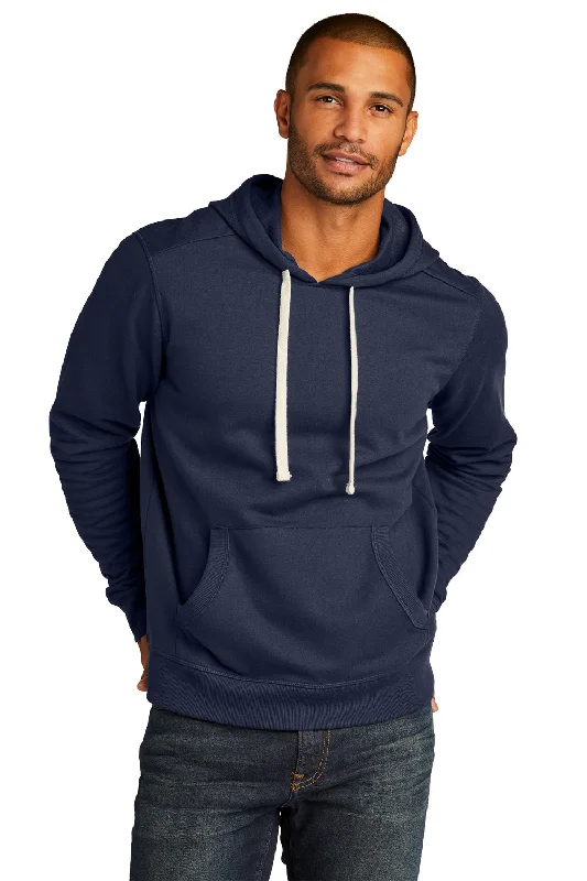 District Mens Re-Fleece Hooded Sweatshirt Hoodie w/ Pouch Pocket - True Navy Blue