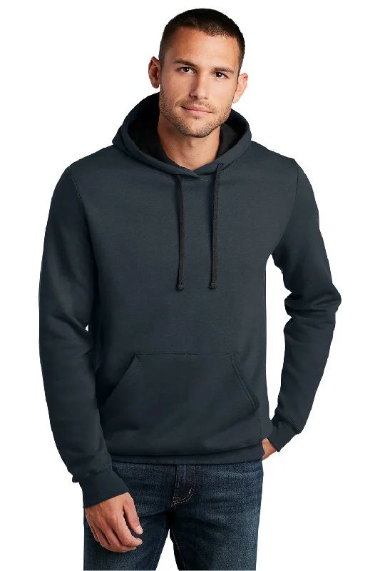 District Mens The Concert Fleece Hooded Sweatshirt Hoodie w/ Pouch Pocket - New Navy Blue