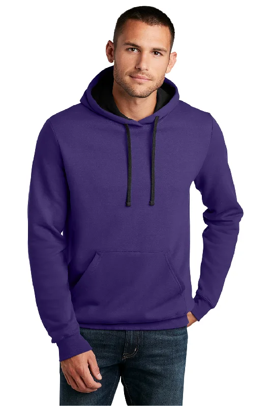 District Mens The Concert Fleece Hooded Sweatshirt Hoodie w/ Pouch Pocket - Purple