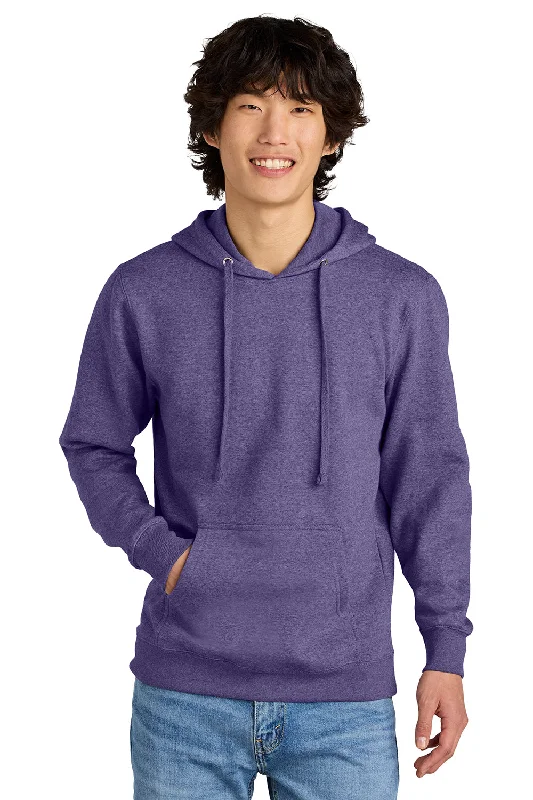 District Mens Very Important Fleece Hooded Sweatshirt Hoodie w/ Pouch Pocket - Heather Purple