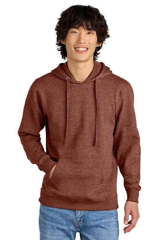 District Mens Very Important Fleece Hooded Sweatshirt Hoodie w/ Pouch Pocket - Heather Russet Red