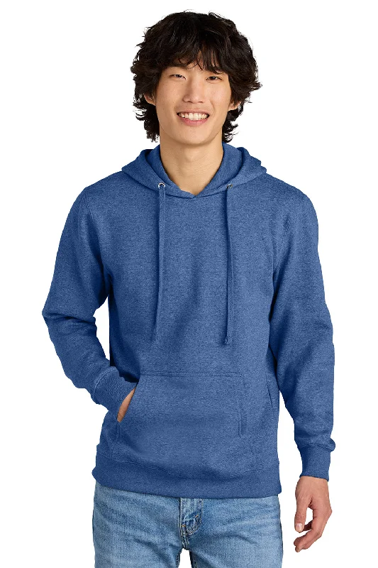 District Mens Very Important Fleece Hooded Sweatshirt Hoodie w/ Pouch Pocket - Royal Blue Frost