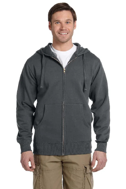 Econscious Mens Full Zip Hooded Sweatshirt Hoodie w/ Pockets - Charcoal Grey