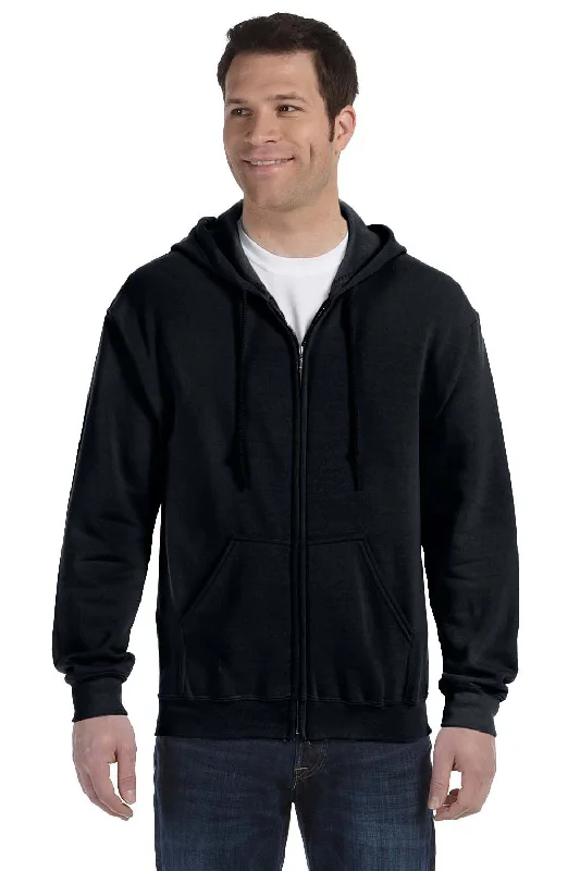 Gildan Mens Pill Resistant Full Zip Hooded Sweatshirt Hoodie w/ Pockets - Black