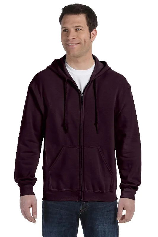 Gildan Mens Pill Resistant Full Zip Hooded Sweatshirt Hoodie w/ Pockets - Dark Chocolate Brown