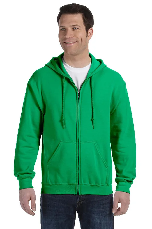 Gildan Mens Pill Resistant Full Zip Hooded Sweatshirt Hoodie w/ Pockets - Irish Green