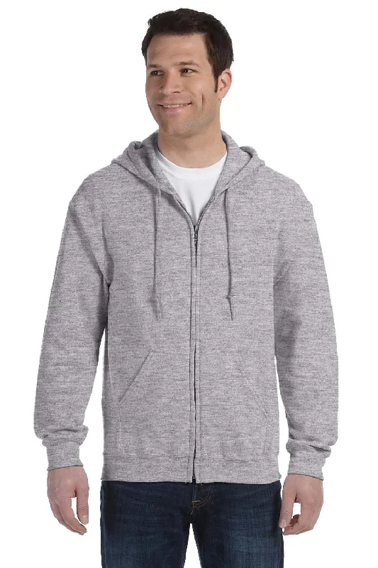 Gildan Mens Pill Resistant Full Zip Hooded Sweatshirt Hoodie w/ Pockets - Sport Grey