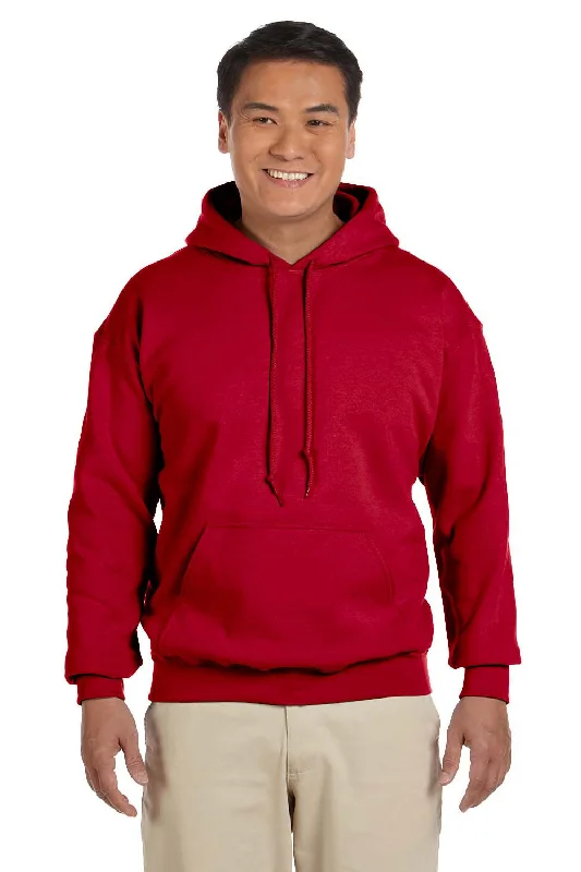 Gildan Mens Pill Resistant Hooded Sweatshirt Hoodie w/ Pouch Pocket - Cherry Red