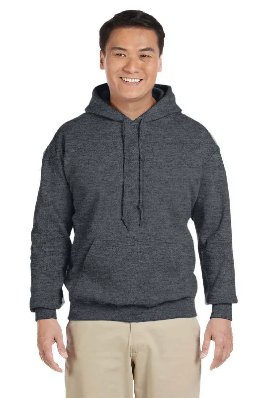 Gildan Mens Pill Resistant Hooded Sweatshirt Hoodie w/ Pouch Pocket - Heather Dark Grey