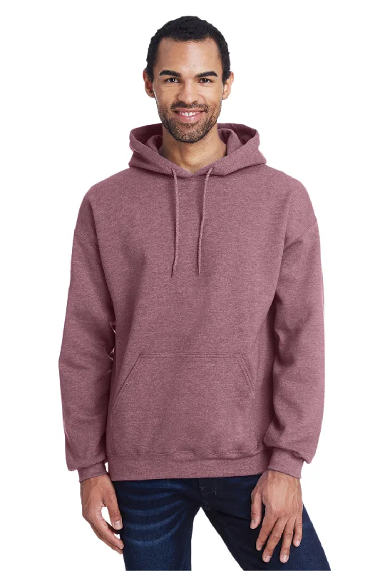 Gildan Mens Pill Resistant Hooded Sweatshirt Hoodie w/ Pouch Pocket - Heather Dark Maroon