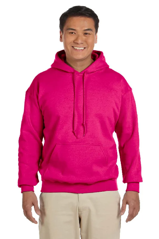 Gildan Mens Pill Resistant Hooded Sweatshirt Hoodie w/ Pouch Pocket - Heliconia Pink