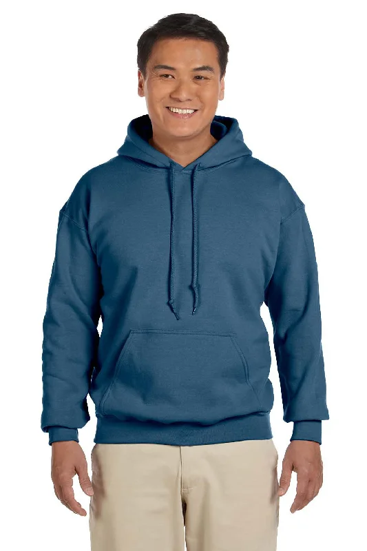 Gildan Mens Pill Resistant Hooded Sweatshirt Hoodie w/ Pouch Pocket - Indigo Blue