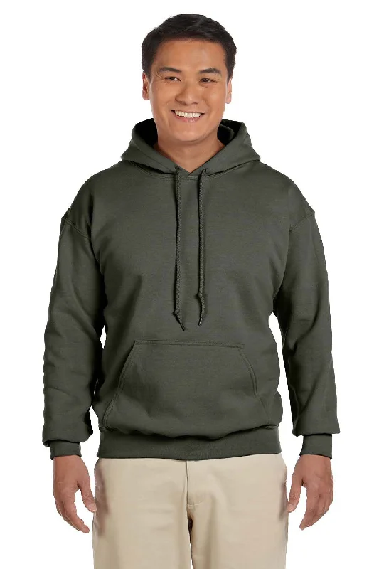 Gildan Mens Pill Resistant Hooded Sweatshirt Hoodie w/ Pouch Pocket - Military Green