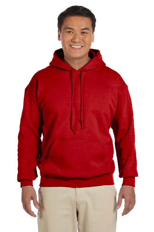 Gildan Mens Pill Resistant Hooded Sweatshirt Hoodie w/ Pouch Pocket - Red