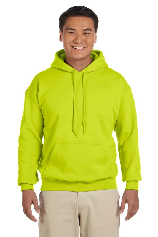 Gildan Mens Pill Resistant Hooded Sweatshirt Hoodie w/ Pouch Pocket - Safety Green