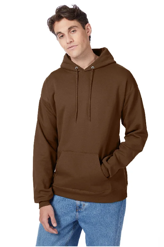 Hanes Mens EcoSmart Print Pro XP Pill Resistant Hooded Sweatshirt Hoodie w/ Pouch Pocket - Army Brown