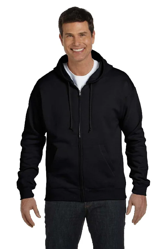 Hanes Mens EcoSmart Print Pro XP Pill Resistant Full Zip Hooded Sweatshirt Hoodie w/ Pockets - Black