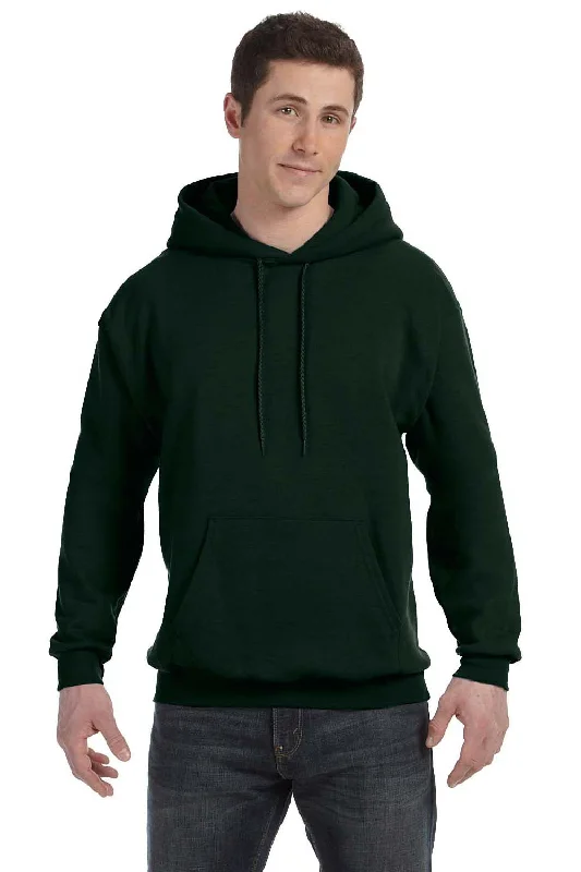 Hanes Mens EcoSmart Print Pro XP Pill Resistant Hooded Sweatshirt Hoodie w/ Pouch Pocket - Deep Forest Green