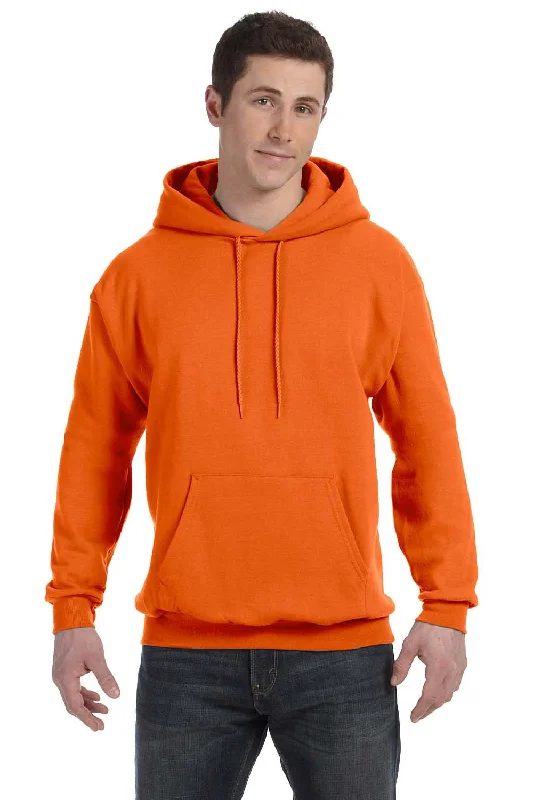 Hanes Mens EcoSmart Print Pro XP Pill Resistant Hooded Sweatshirt Hoodie w/ Pouch Pocket - Orange