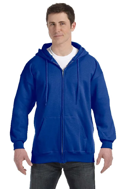 Hanes Mens Ultimate Cotton PrintPro XP Pill Resistant Full Zip Hooded Sweatshirt Hoodie w/ Pockets - Deep Royal Blue