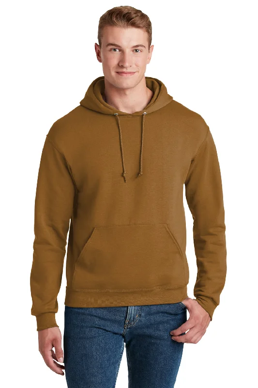 Jerzees Mens NuBlend Pill Resistant Fleece Hooded Sweatshirt Hoodie w/ Pouch Pocket - Golden Pecan Brown