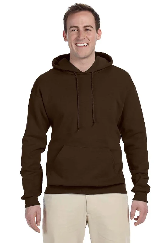 Jerzees Mens NuBlend Pill Resistant Fleece Hooded Sweatshirt Hoodie w/ Pouch Pocket - Chocolate Brown