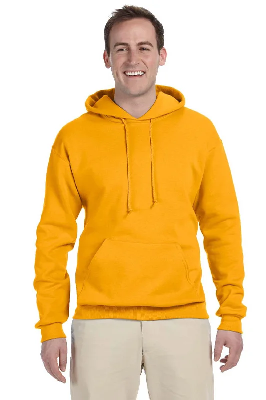 Jerzees Mens NuBlend Pill Resistant Fleece Hooded Sweatshirt Hoodie w/ Pouch Pocket - Gold