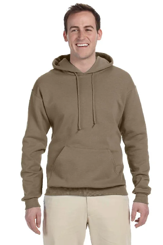 Jerzees Mens NuBlend Pill Resistant Fleece Hooded Sweatshirt Hoodie w/ Pouch Pocket - Safari Brown - Closeout